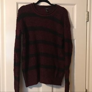 Burgundy and Black Striped Sweater